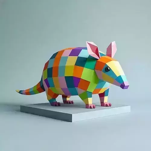 1521  Low Poly  Armadillo  Full Body  Color  3D Model