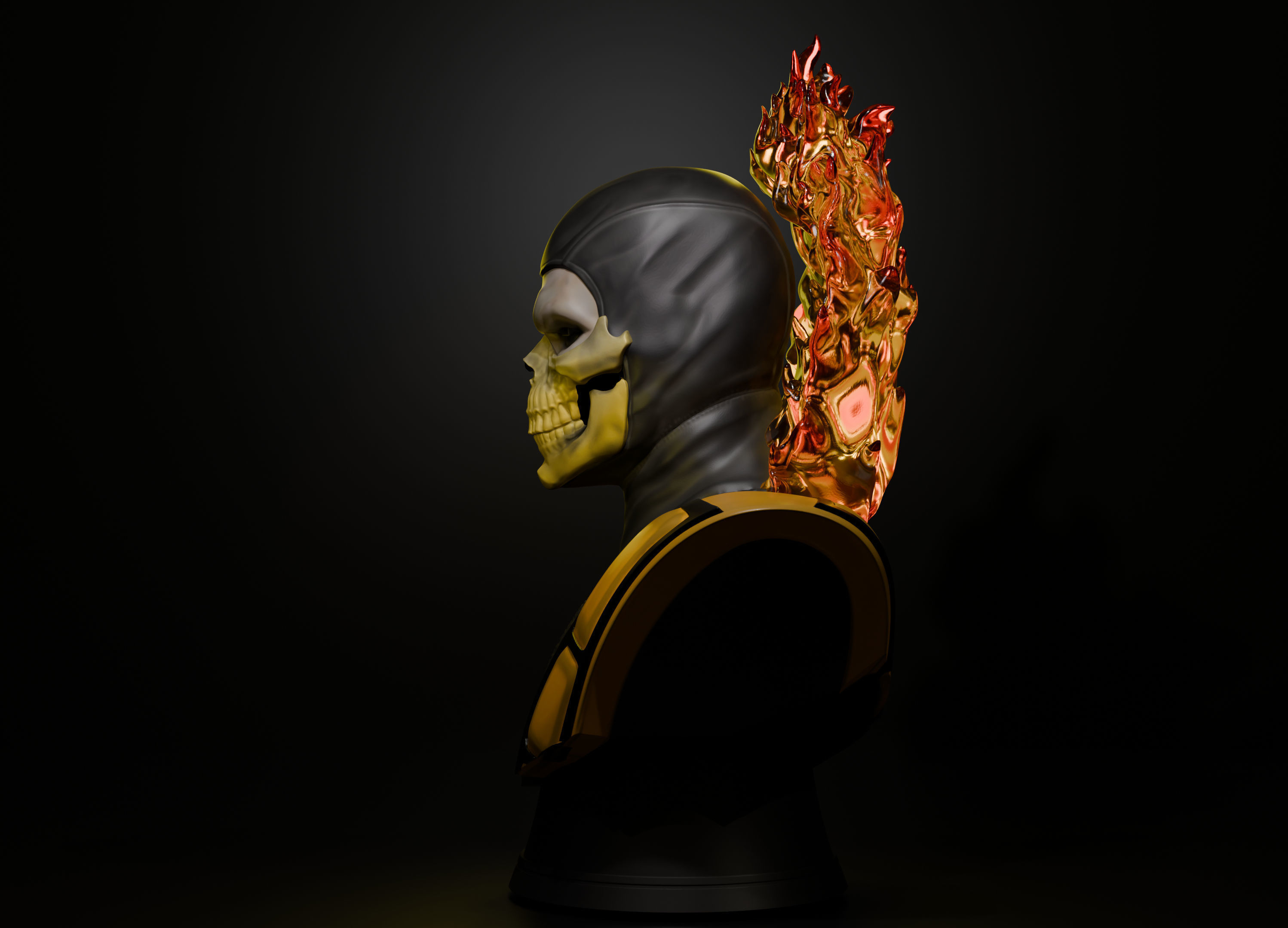 Collectible Fan Art Bust  Scorpion Mortal Kombat 3 3D print model_4