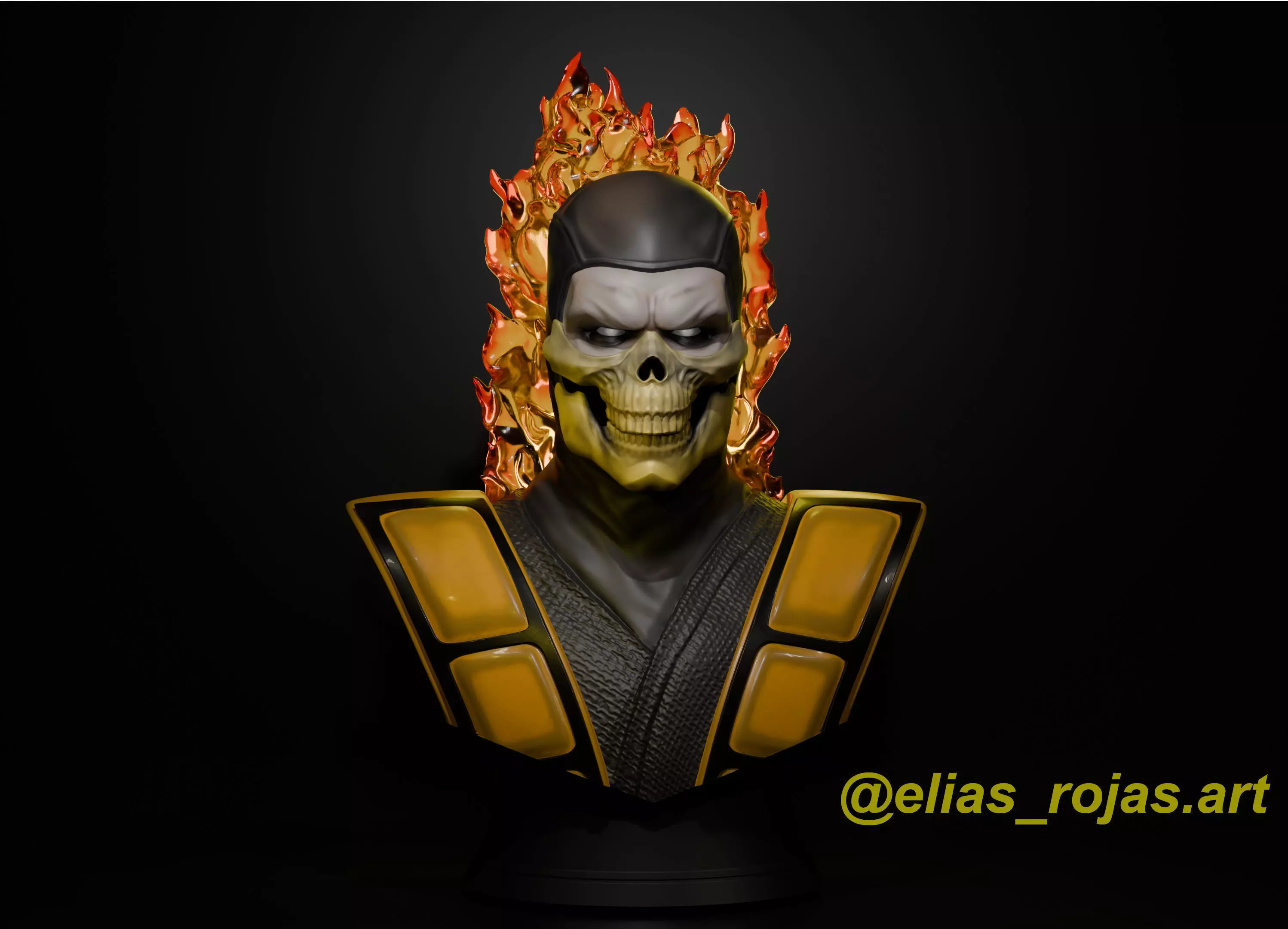 Collectible Fan Art Bust  Scorpion Mortal Kombat 3 3D print model_0
