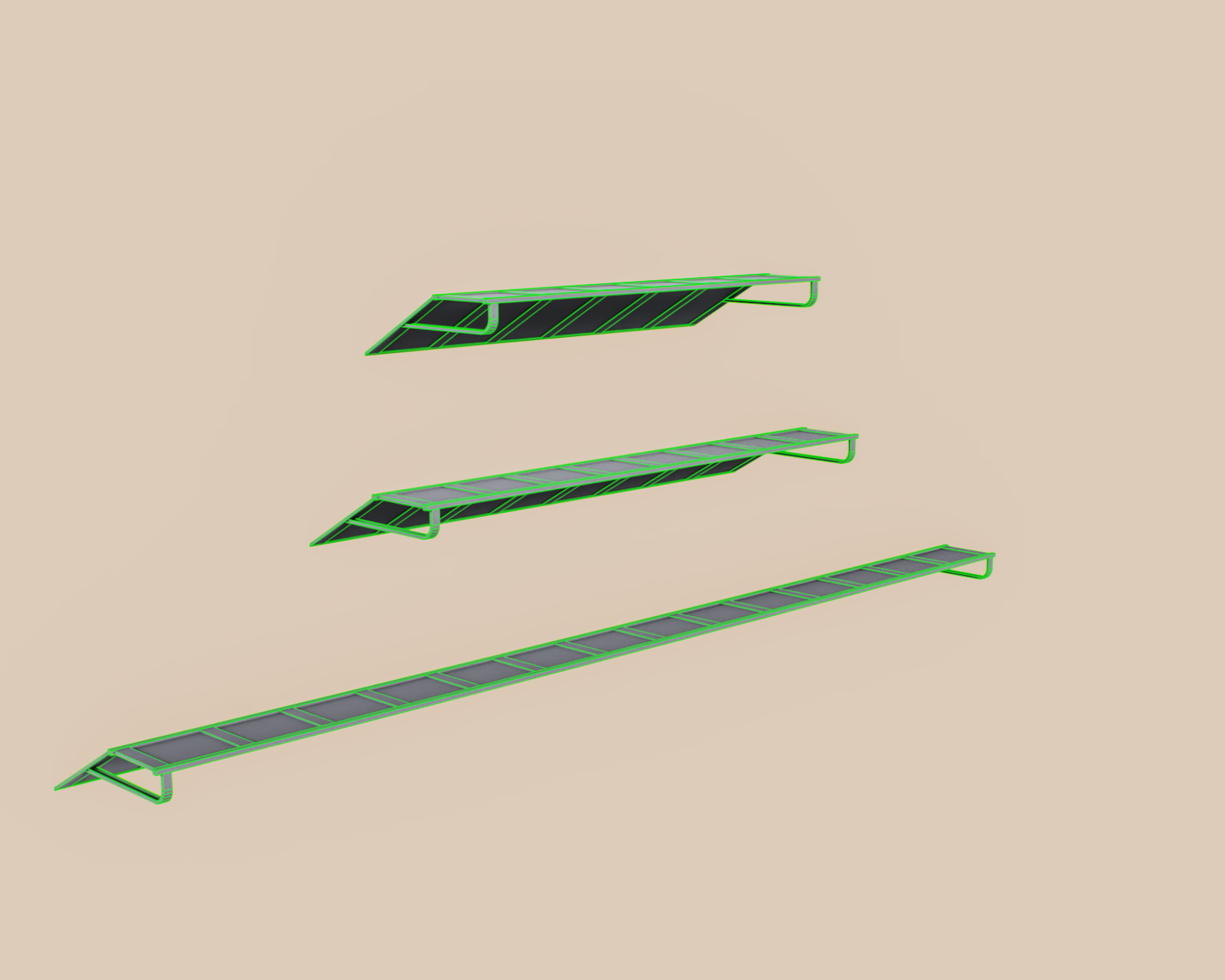 Exterior Awning Type A Set of 3 Low-poly 3D model_14