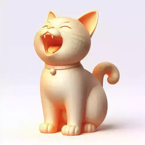 1522  Laughing Cat  Color 3D Printed Full Figure Statue
