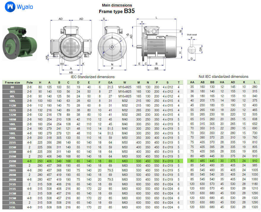 250M B35 Left 4-8 Pole IEC electric motor - 3D CAD model 3D model_4