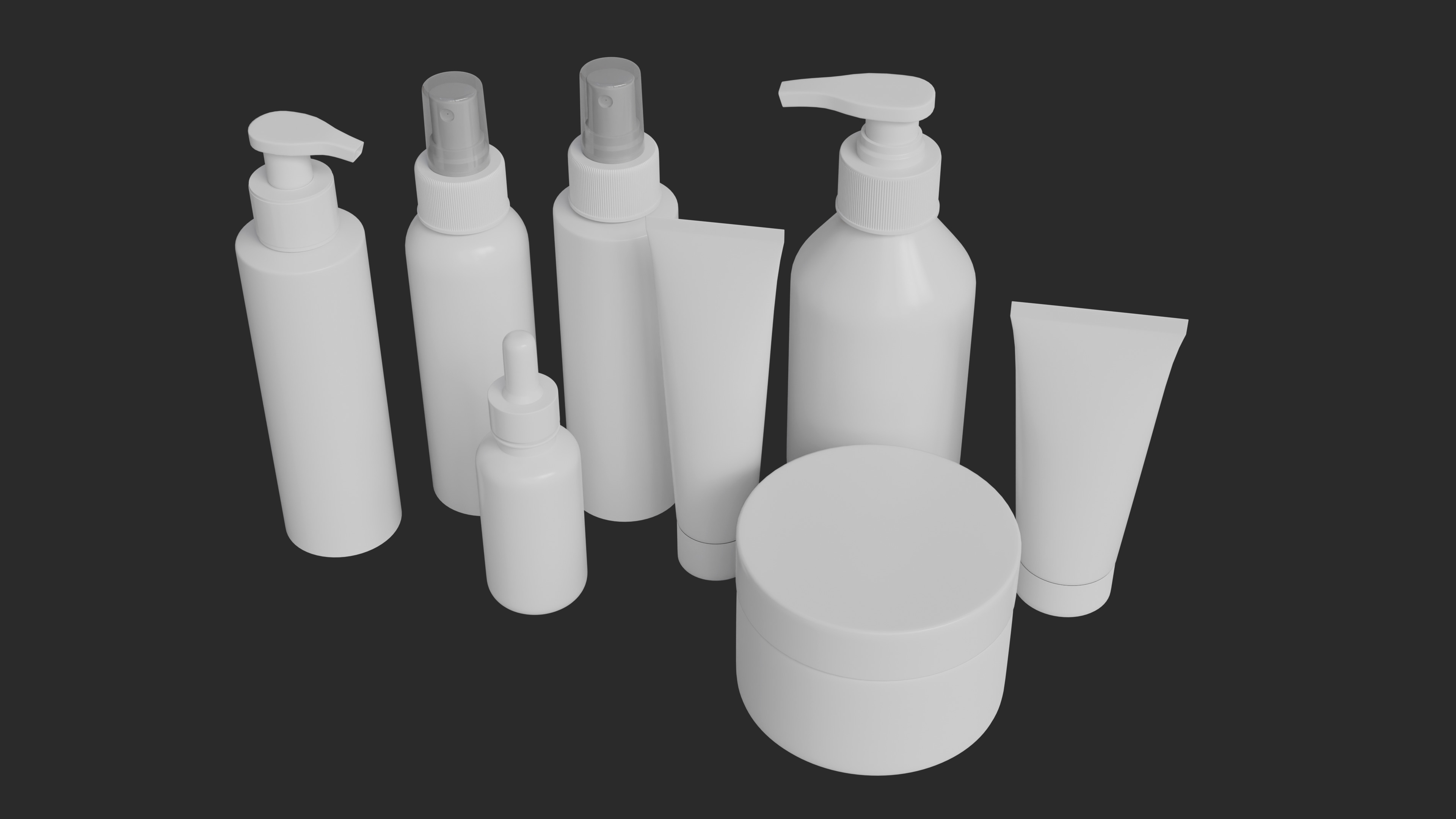 Cosmetic Bottle and Tube Set 3D model_1