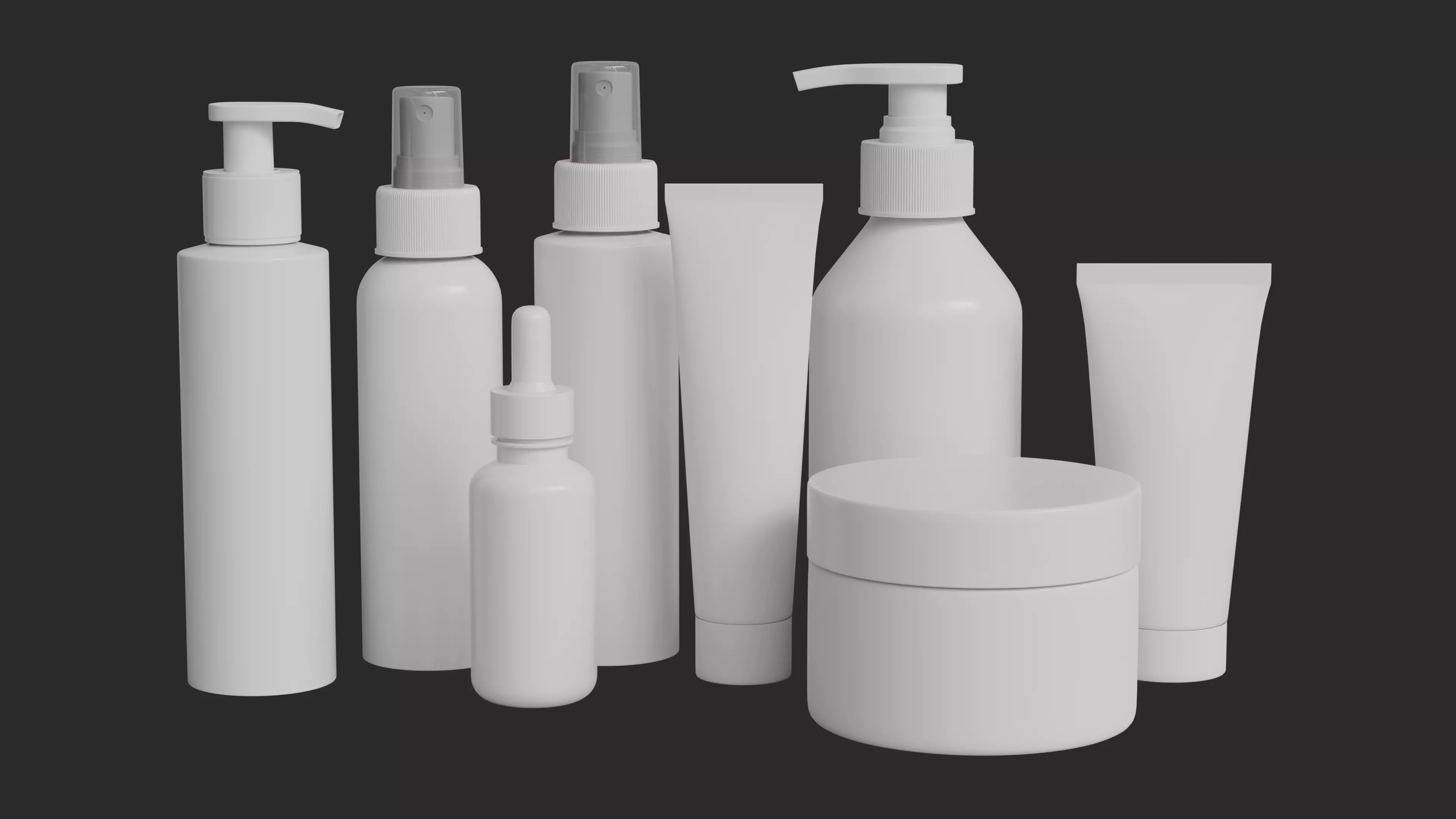 Cosmetic Bottle and Tube Set 3D model_0