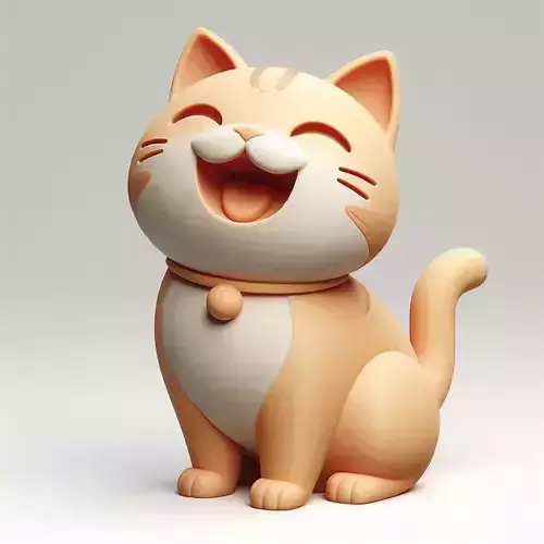 1523  Laughing Cat  Color 3D Printed Full Figure Statue