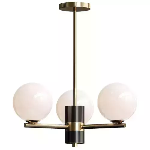  3Light Sputnik Chandelier with Opal Glass Globes