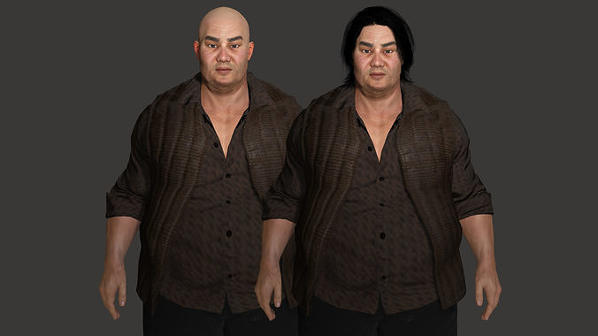 Jiao Hong-AAA 3D Realistic Character Games Rigged -Asian Fat Man Low-poly 3D model
