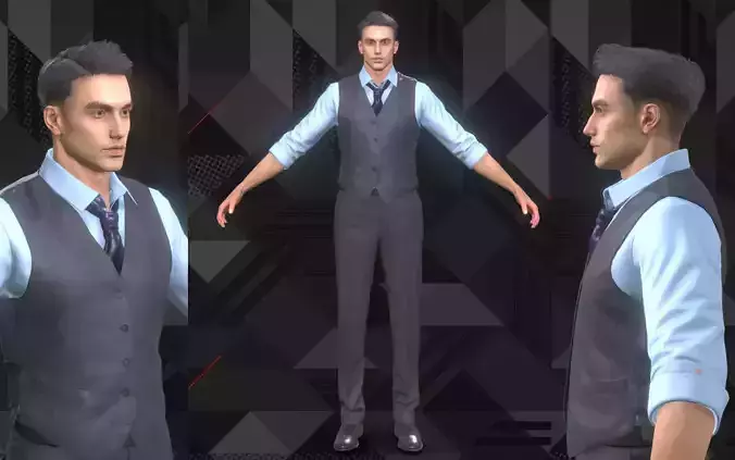 Business Man in working suit vest shirt pants