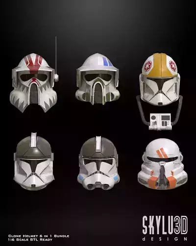 Clone Trooper Helmet One6 Scale Helmet 6 in 1 Pack