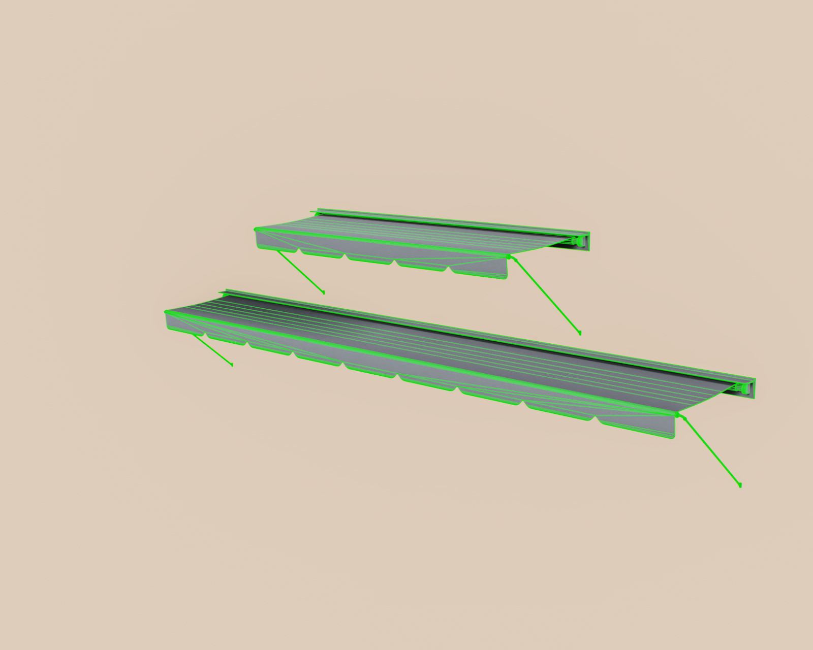 Exterior Awning Type B Set of 2 Low-poly 3D model_16