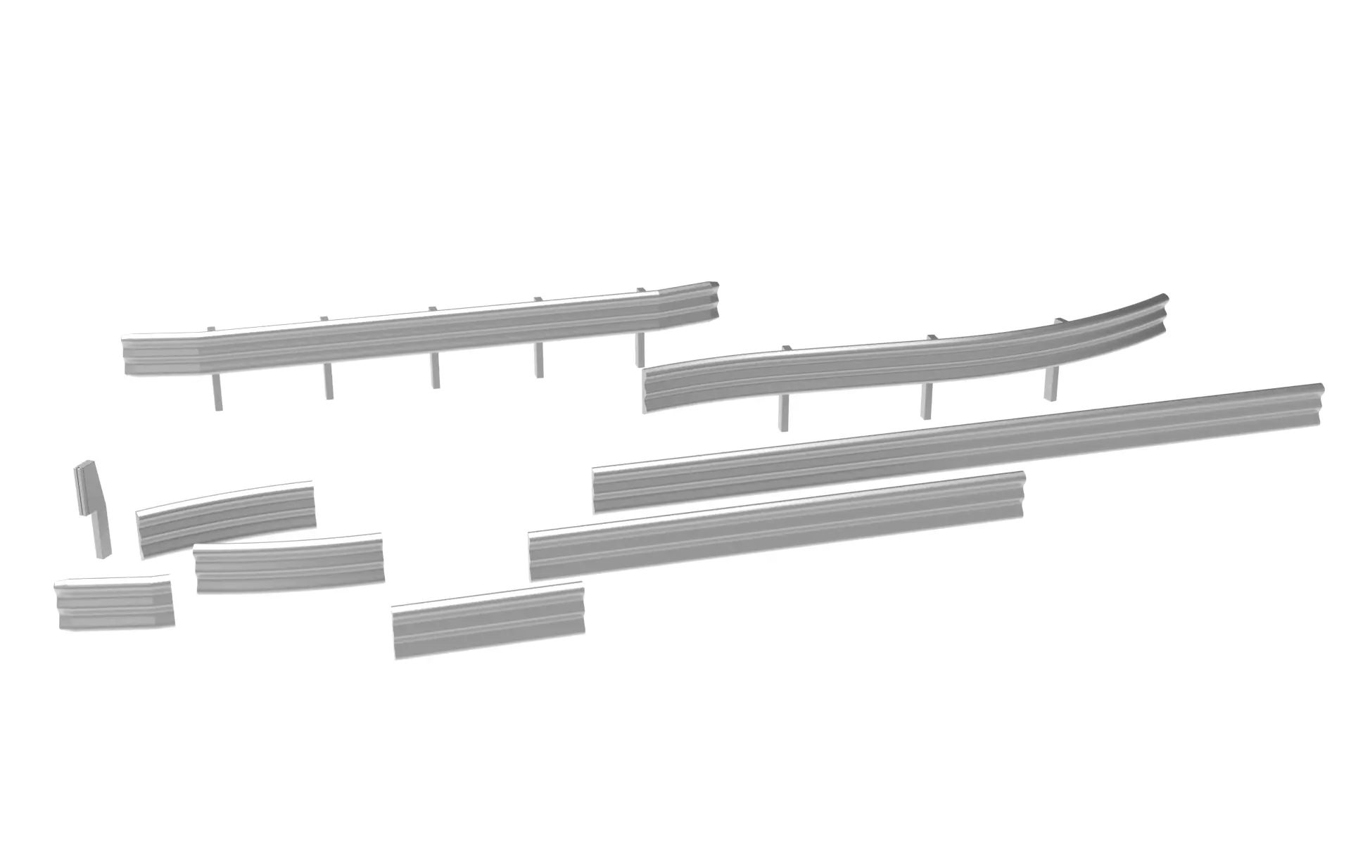 Road Railing Set 3D print model_0