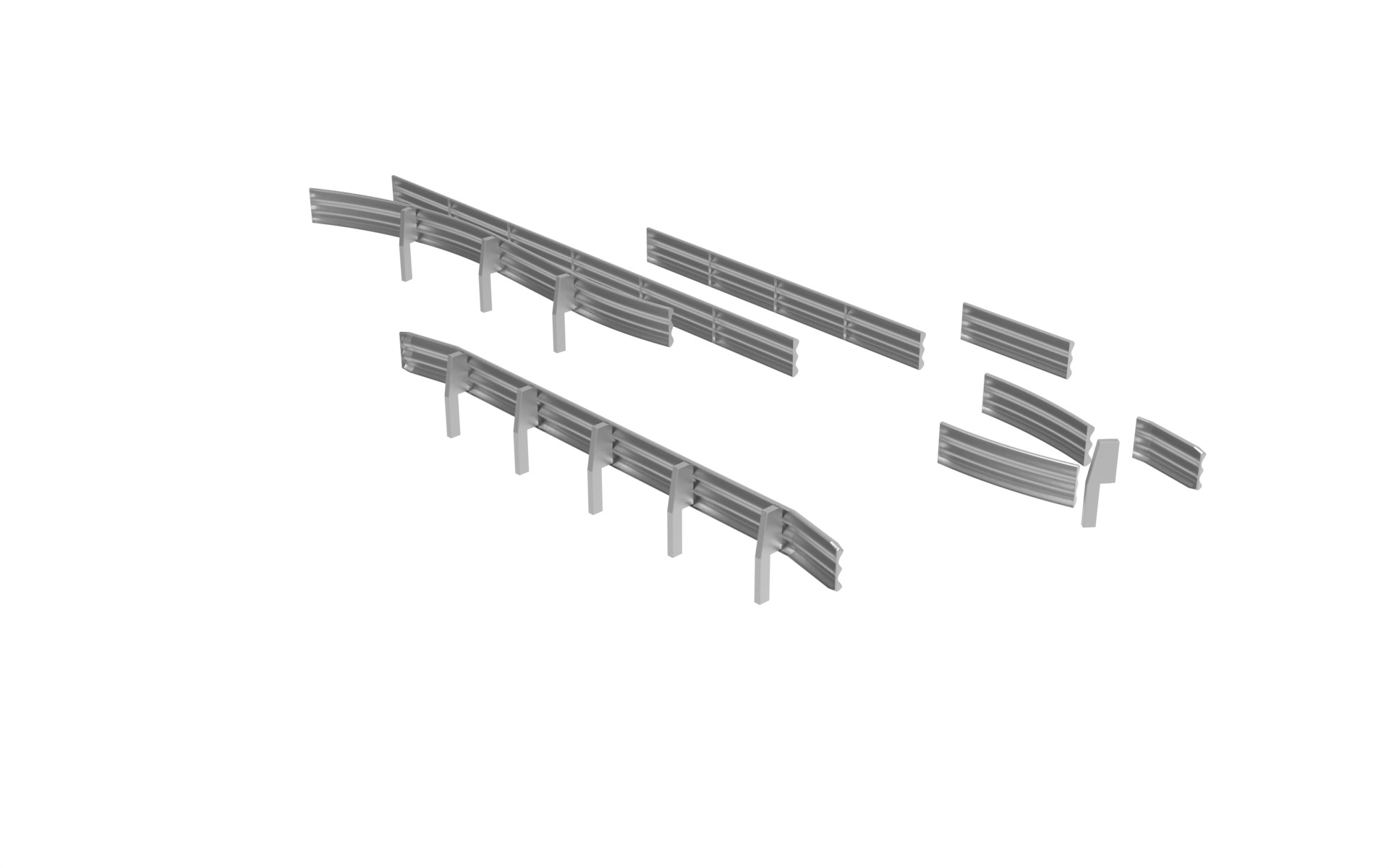 Road Railing Set 3D print model_1