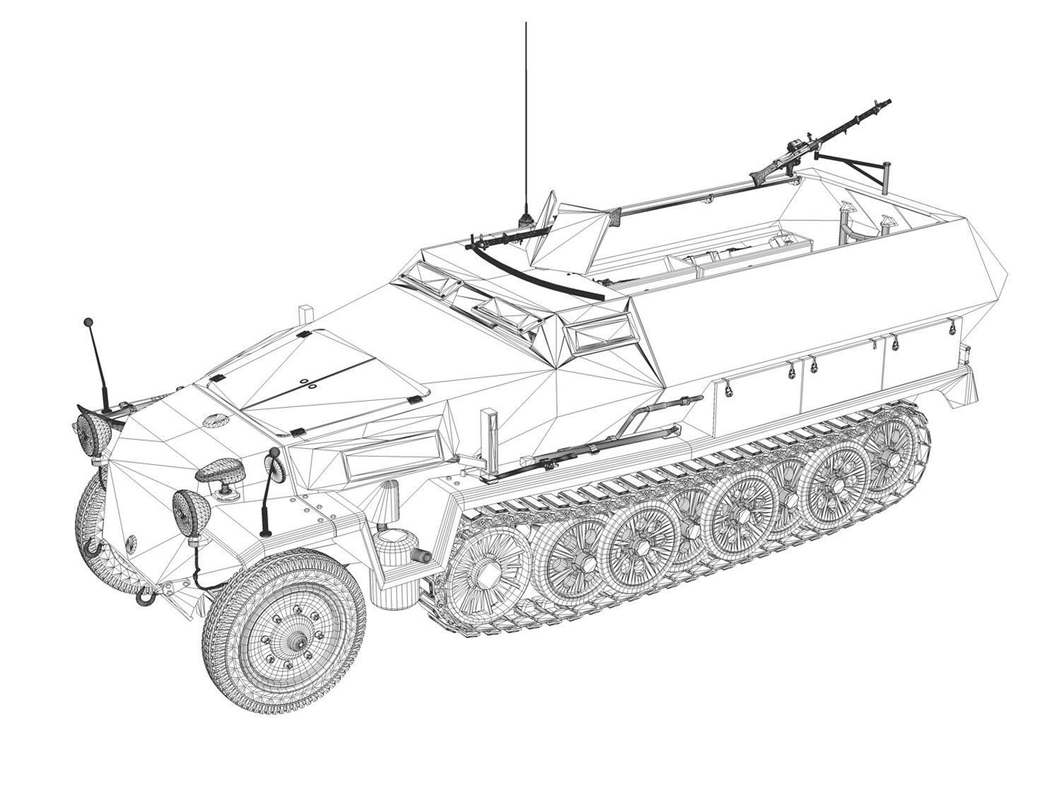 SDKFZ 251 1 - Ausf C - Half-track - 24PD 3D model_14