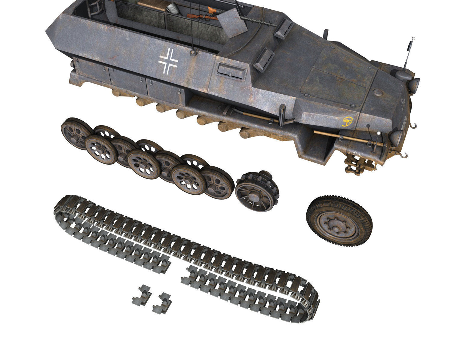 SDKFZ 251 1 - Ausf C - Half-track - 24PD 3D model_11