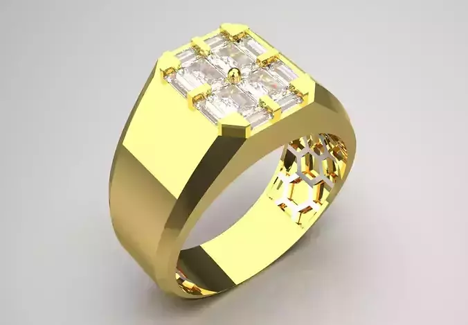 Man yellow gold ring with diamond model mr0224