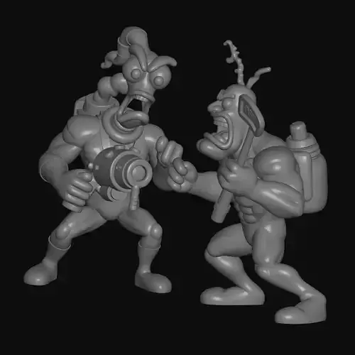 earth worm jim and the Tick figure 3D print model