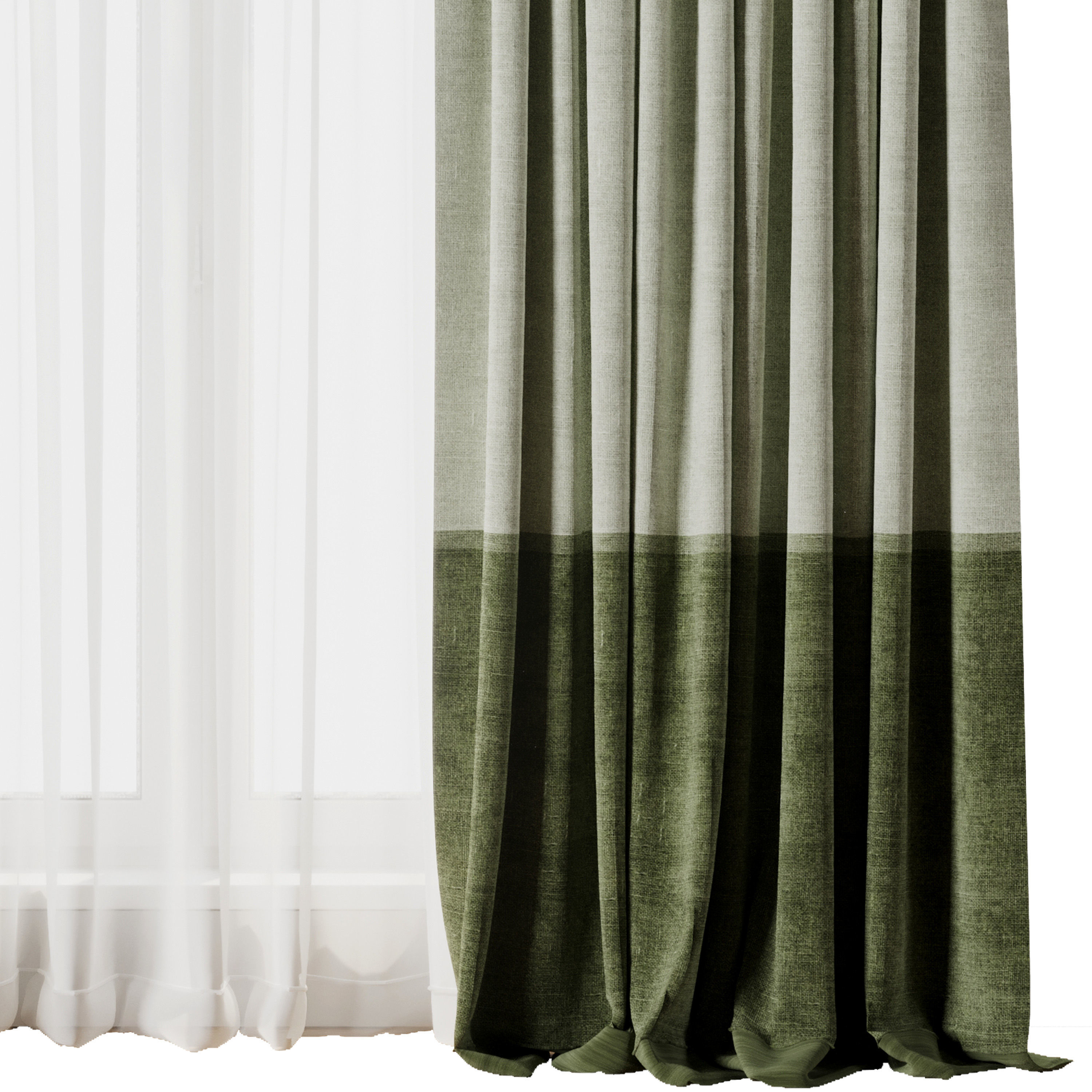 Rod Curtain - Green Curtain 33 HBH Low-poly 3D model_5