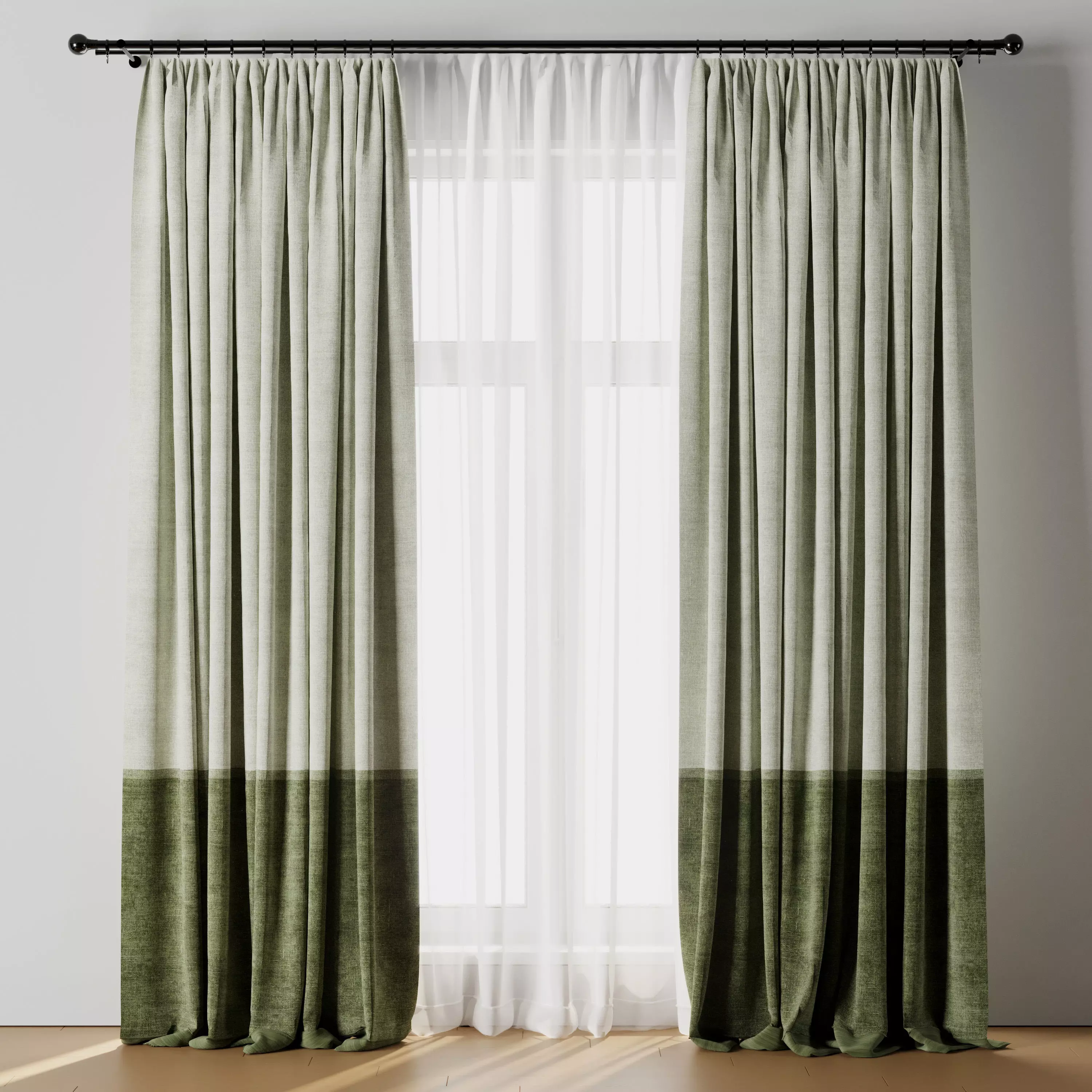 Rod Curtain - Green Curtain 33 HBH Low-poly 3D model_0