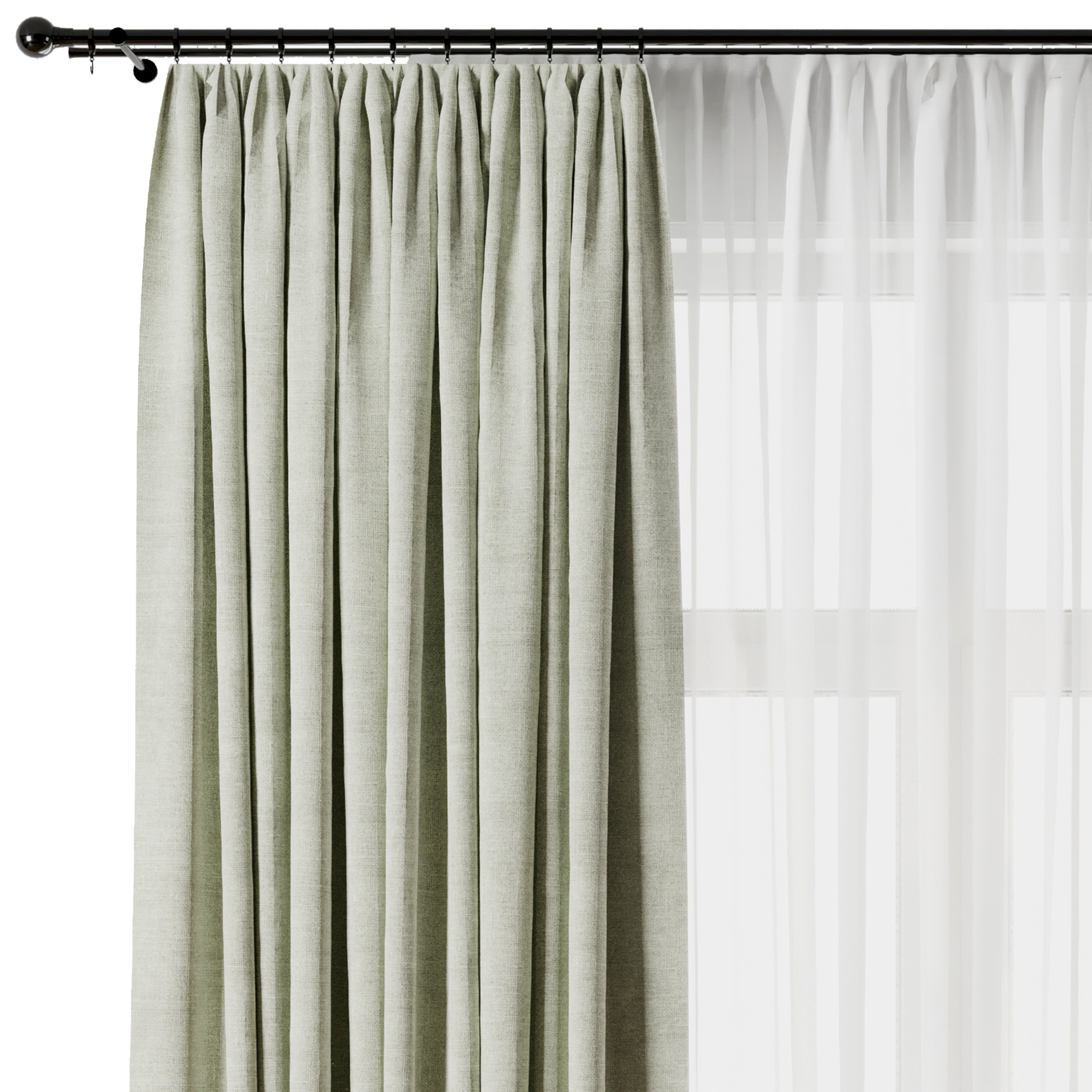 Rod Curtain - Green Curtain 33 HBH Low-poly 3D model_3