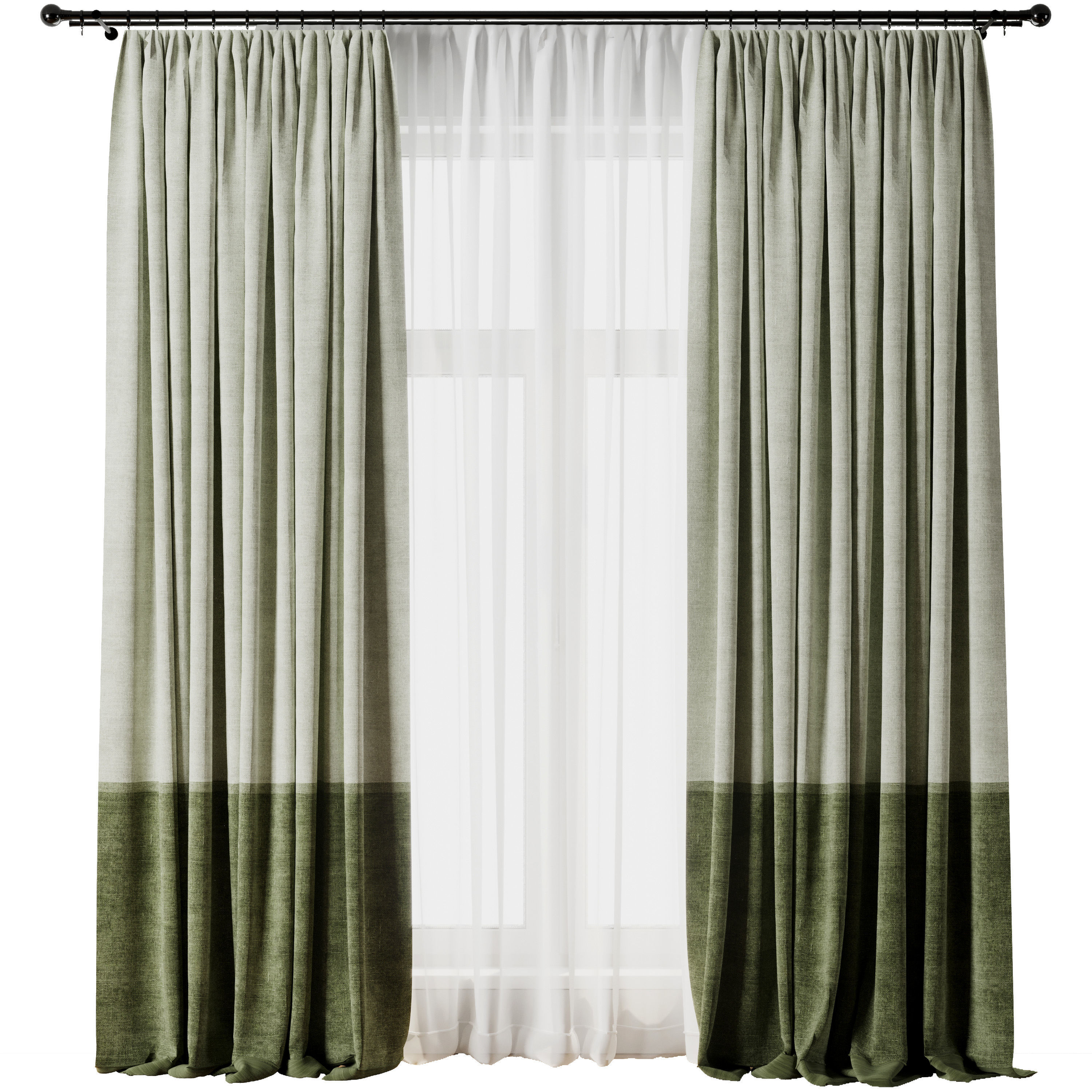 Rod Curtain - Green Curtain 33 HBH Low-poly 3D model_1