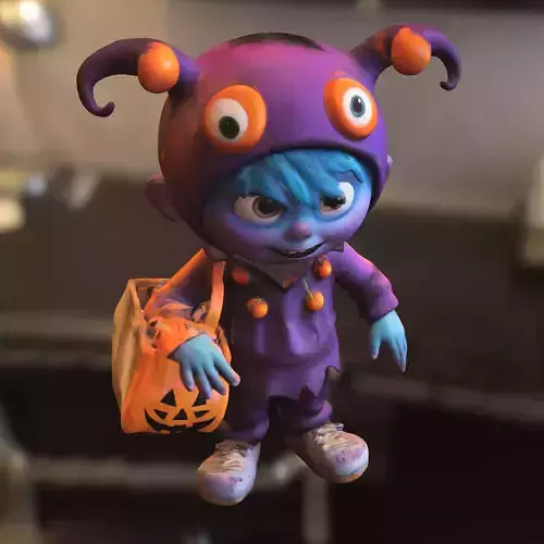 Cute Halloween Trick orTreater  Low-poly 3D model