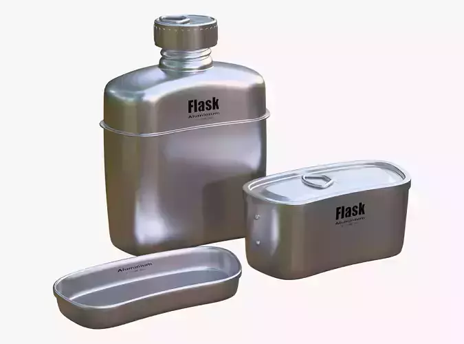 Camping Canteen with Mess Kit M1 3D model