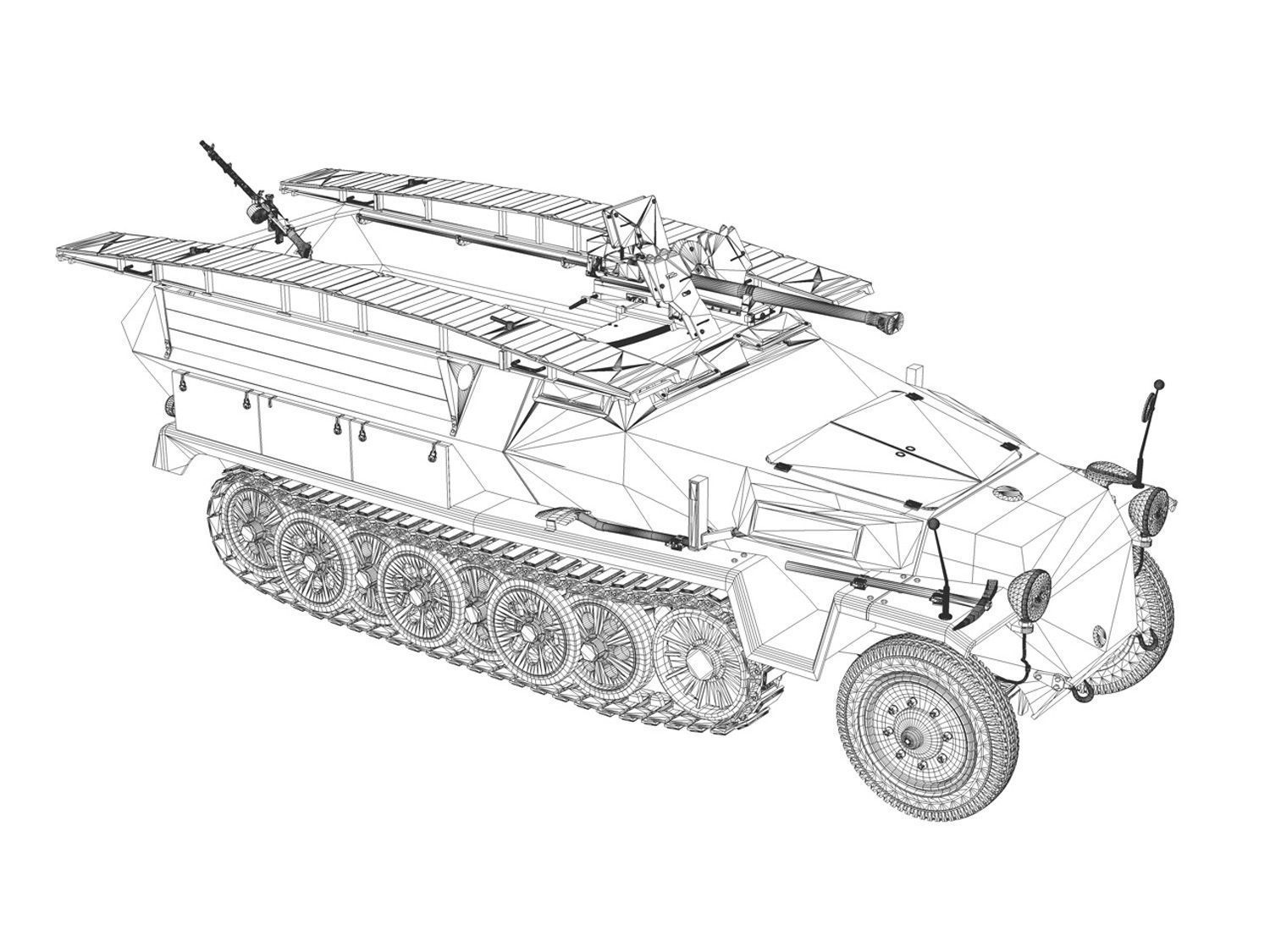 SD KFZ 251 7-  Ausf C - Assault Engineer Vehicle - 7PD 3D model_12