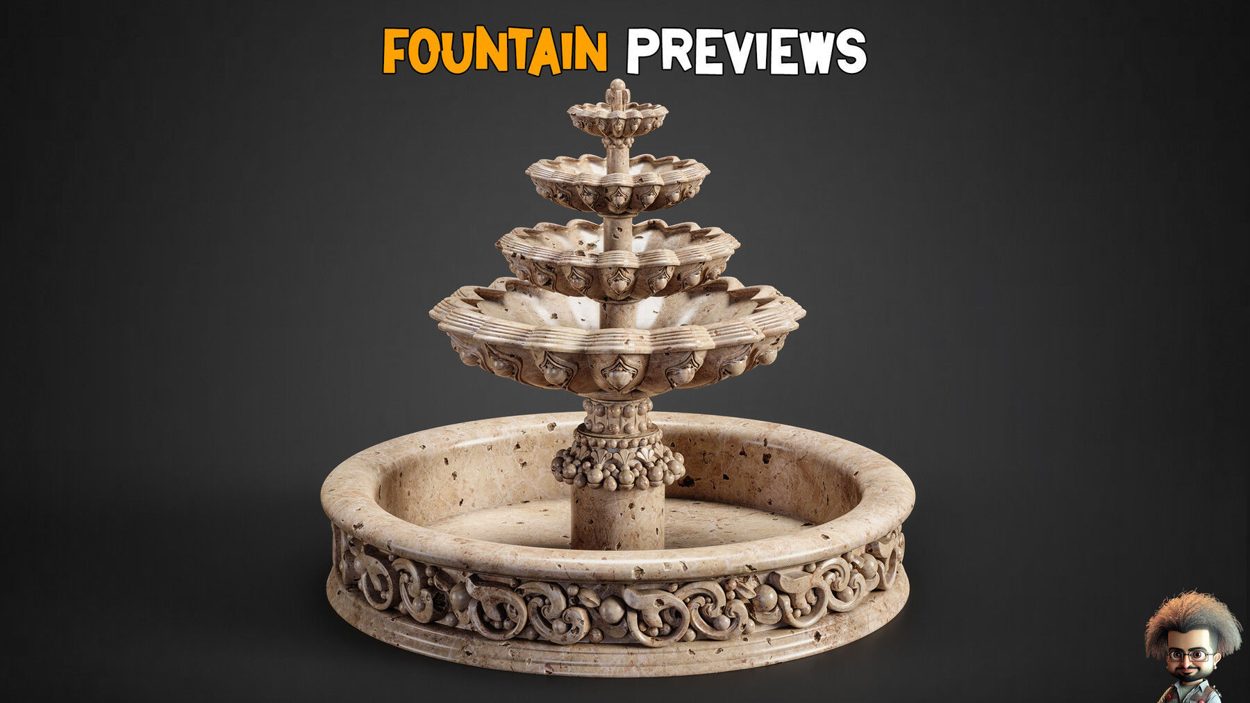 10 Ornamental Fountain Base Mesh   Vol 15 Low-poly 3D model_5