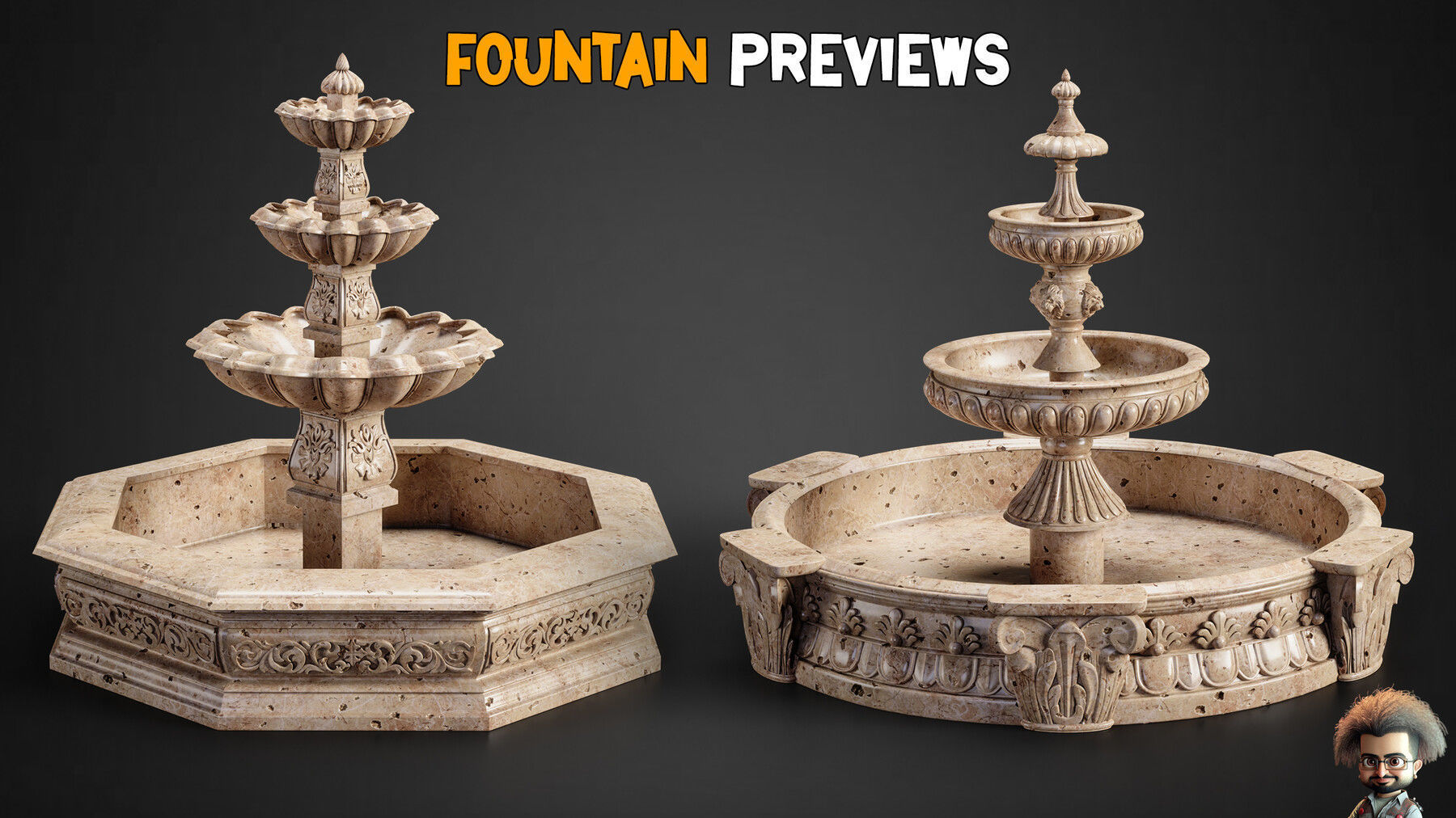 10 Ornamental Fountain Base Mesh   Vol 15 Low-poly 3D model_4