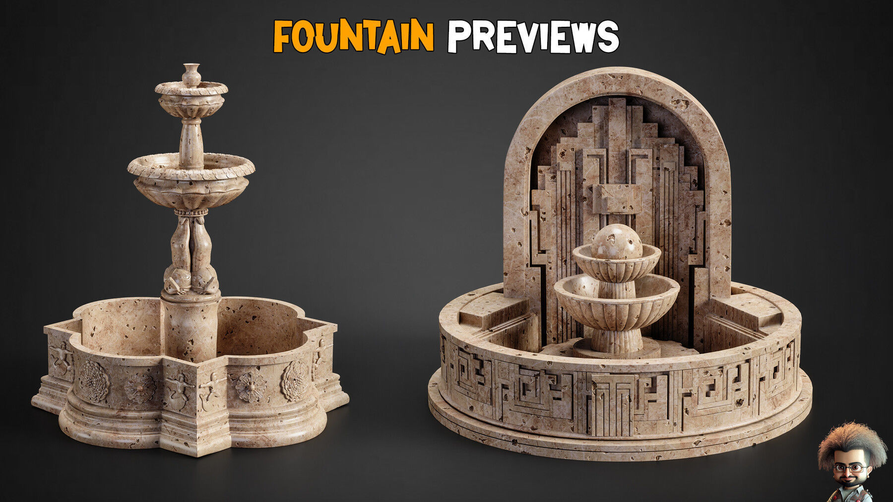 10 Ornamental Fountain Base Mesh   Vol 15 Low-poly 3D model_2