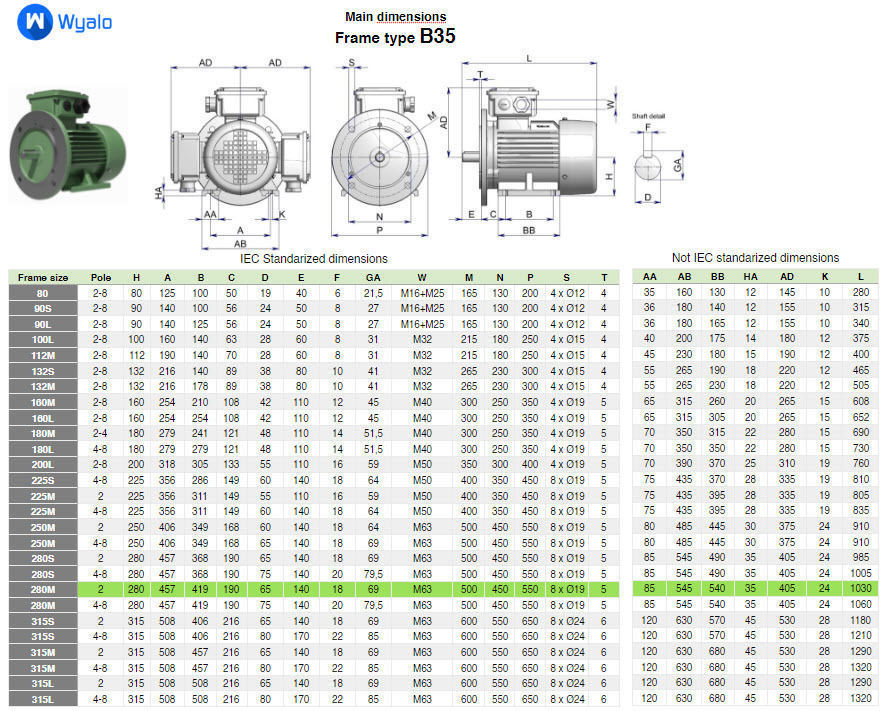 280M B35 Right 2 Pole IEC electric motor - 3D CAD model 3D model_4