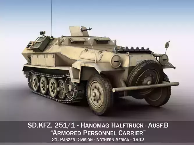 SD KFZ 251 7 - Ausf B - Hanomag Halftruck - 2PD 3D model