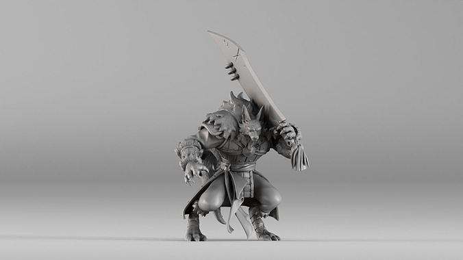 S00031 Werewolf Champion with Sword 3dp 3D print model