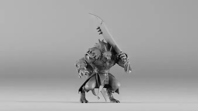 S00031 Werewolf Champion with Sword 3dp