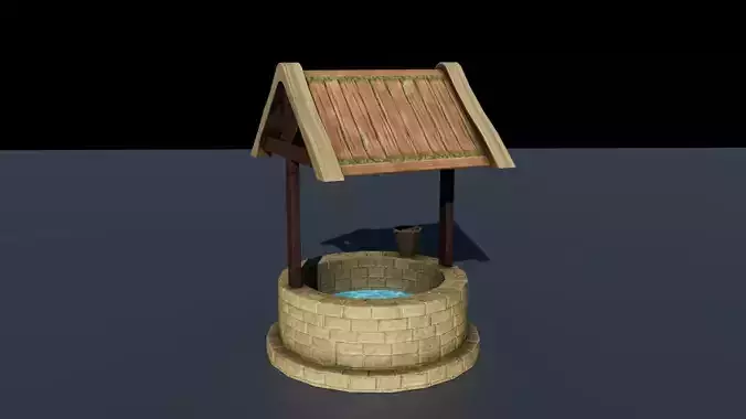 Medieval Stylized Water Well texture and Low-poly 3D model