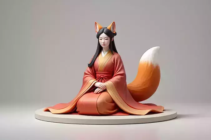 1528COLORFUL Fox Spirit Woman in Pu Song Ling Style
