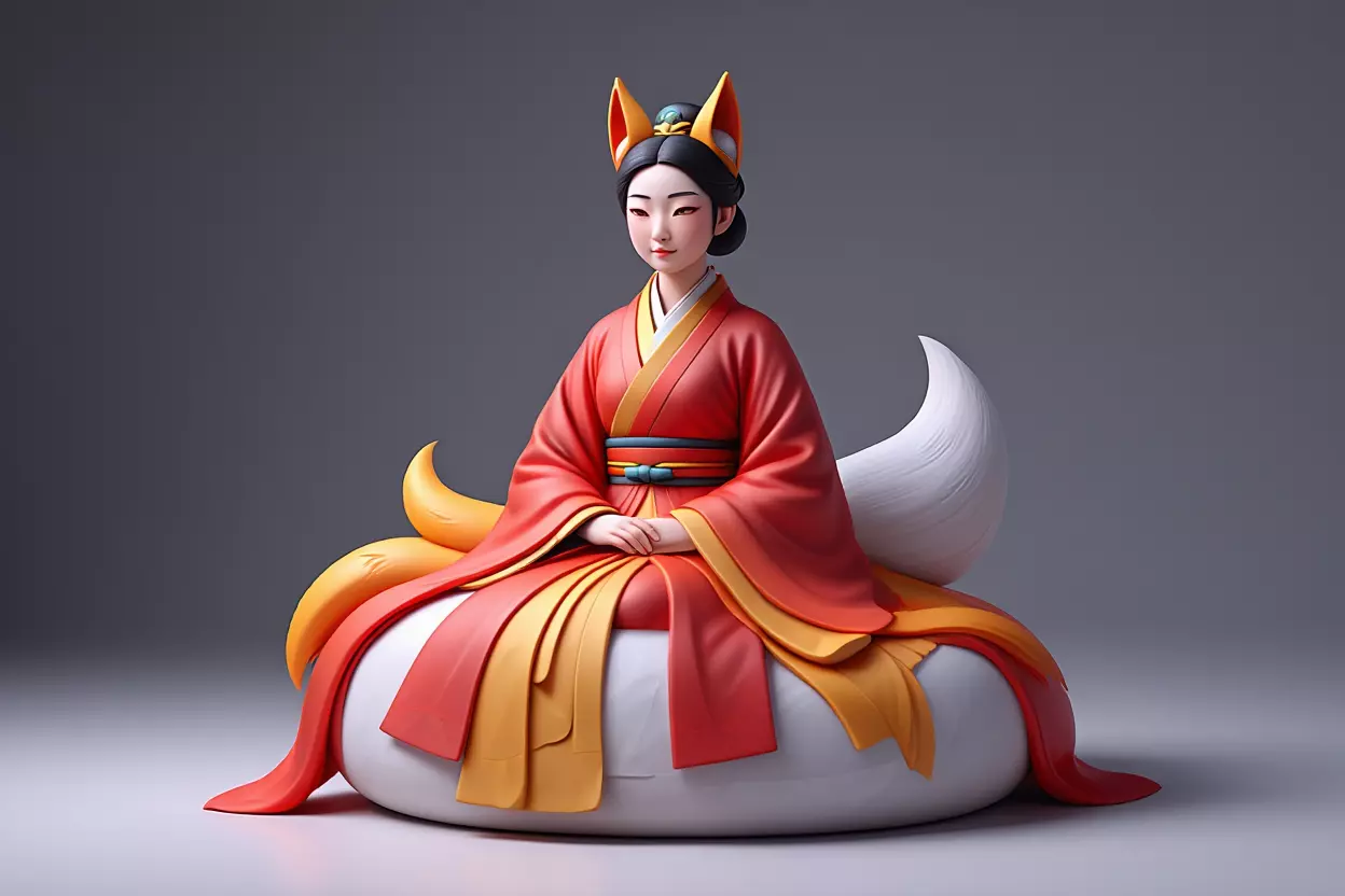 1529COLORFUL Fox Spirit Woman in Pu Song Ling Style 3D print model_0