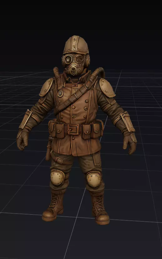 Steampunk Military Soldier Low-poly 3D model
