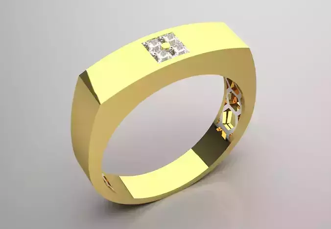 Man yellow gold ring with diamond model mr0226
