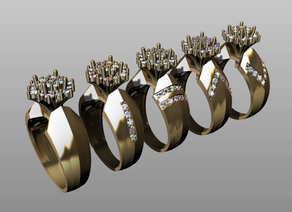 Two tone two piece solitaire ring in 5 editions 3D print model_10