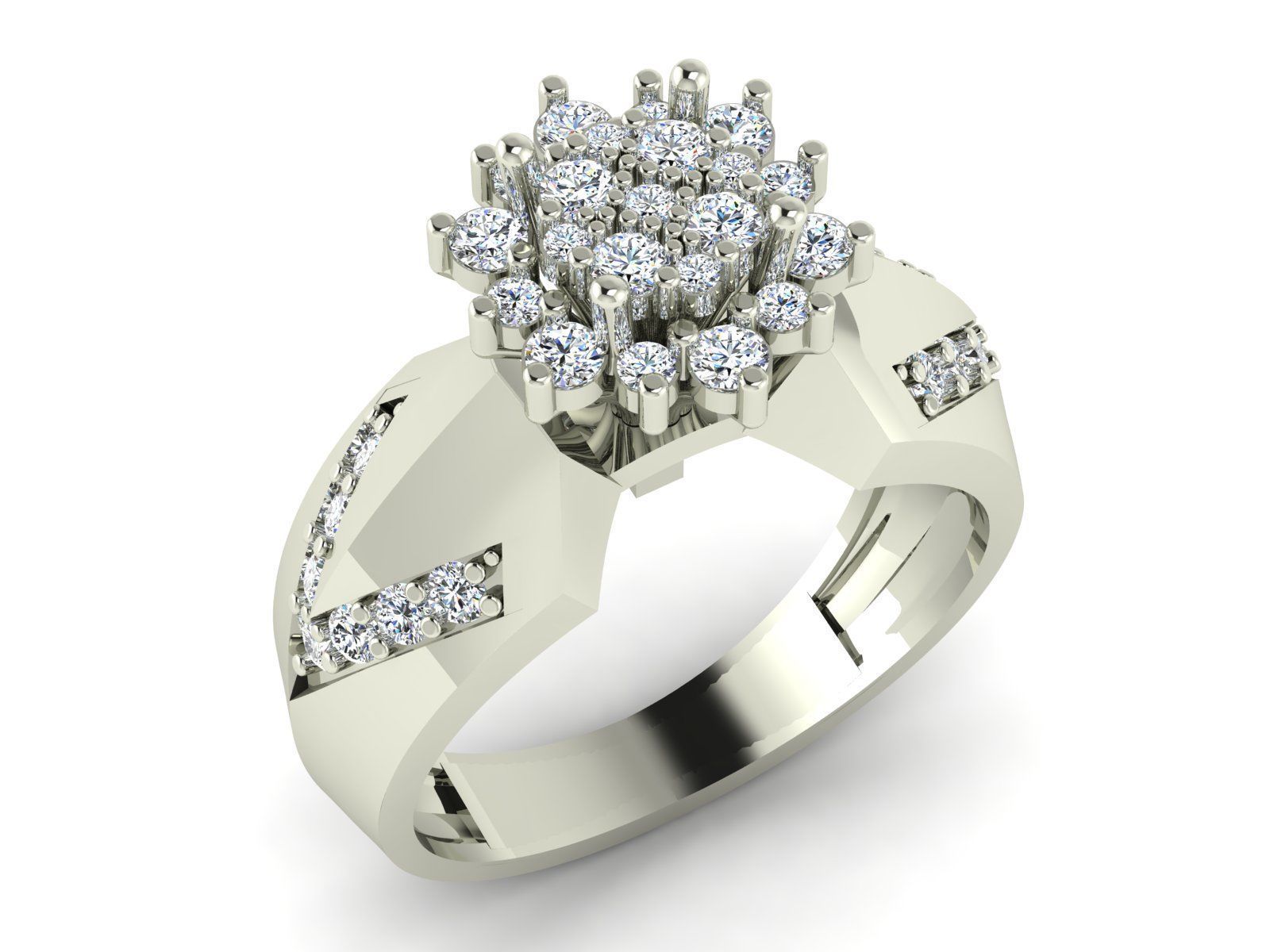 Two tone two piece solitaire ring in 5 editions 3D print model_2