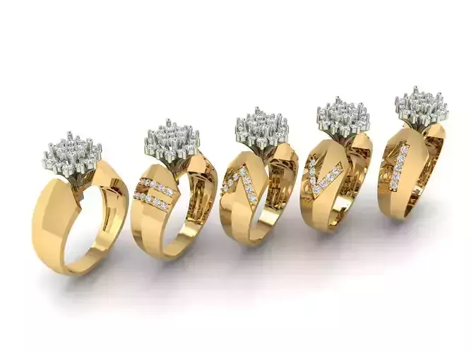 Two tone  two piece solitaire ring in 5 editions 3D print model