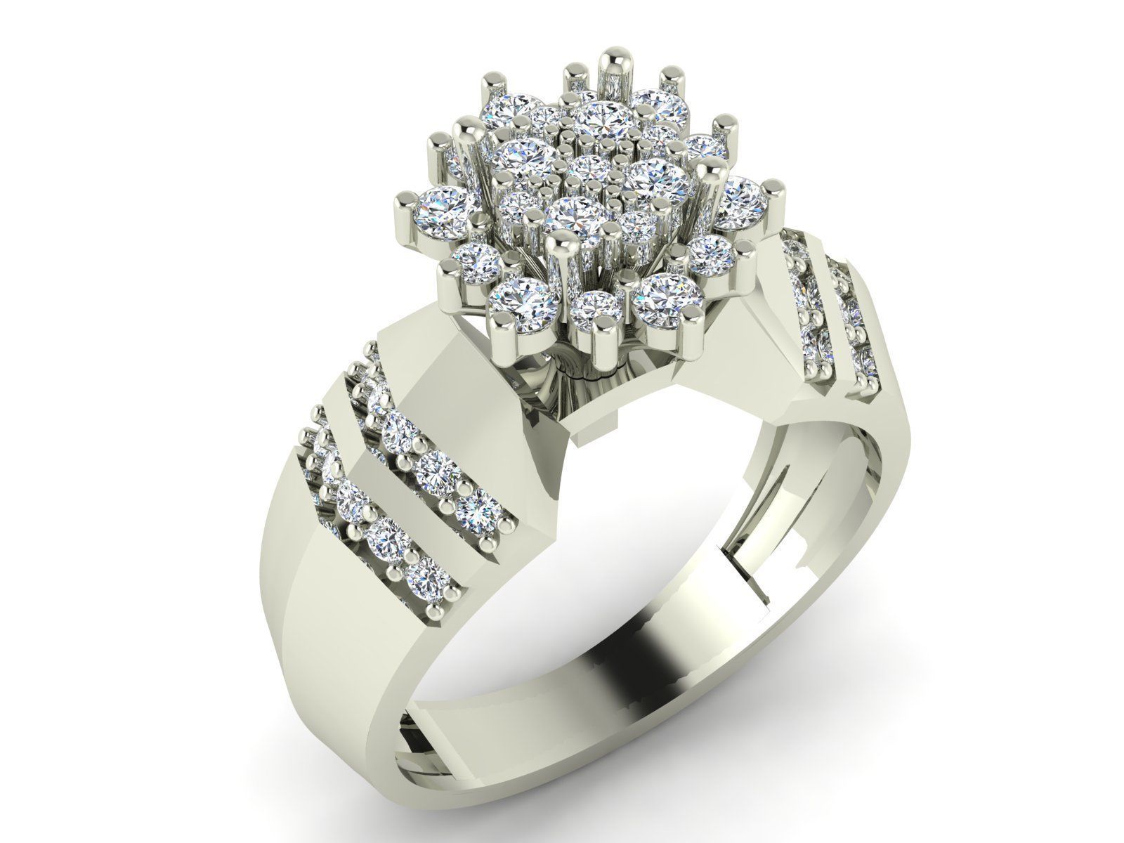 Two tone two piece solitaire ring in 5 editions 3D print model_4