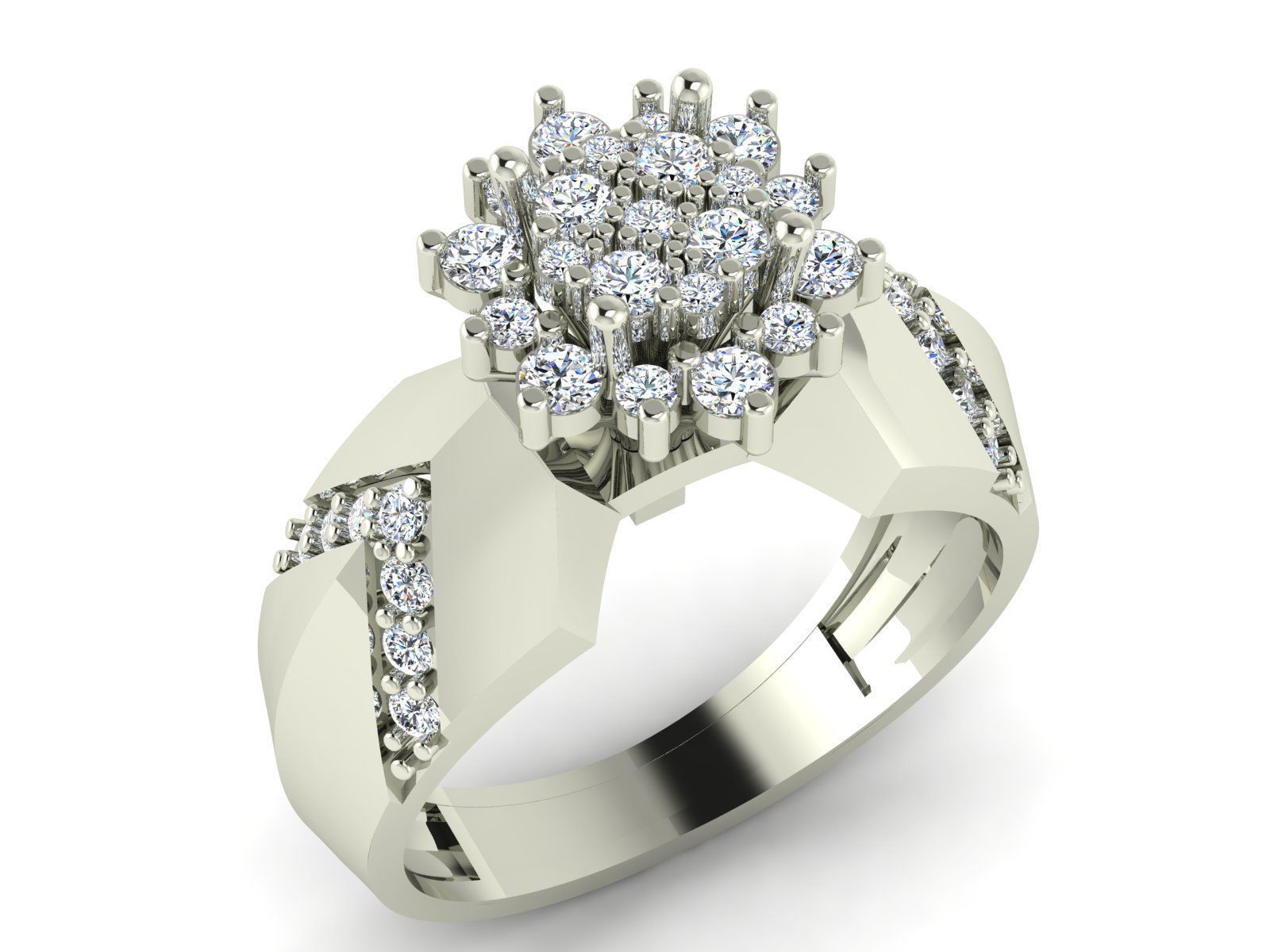 Two tone two piece solitaire ring in 5 editions 3D print model_3