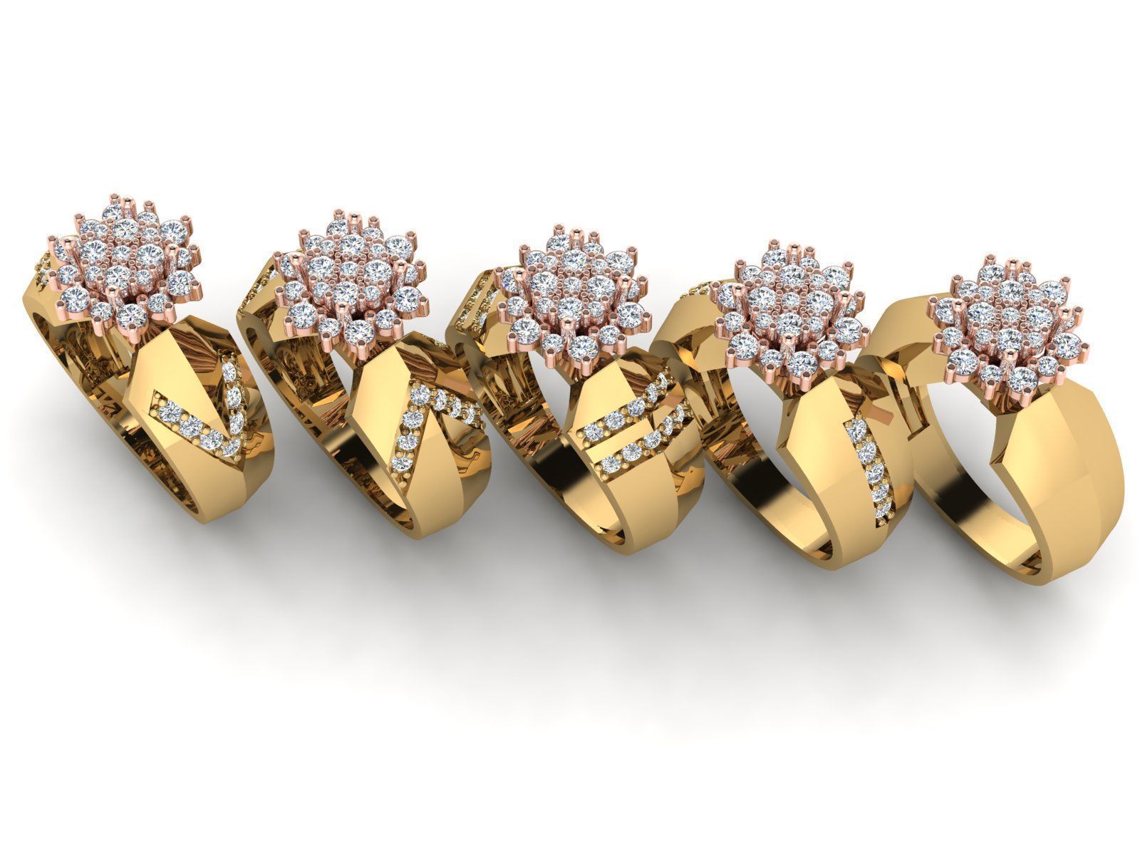 Two tone two piece solitaire ring in 5 editions 3D print model_1