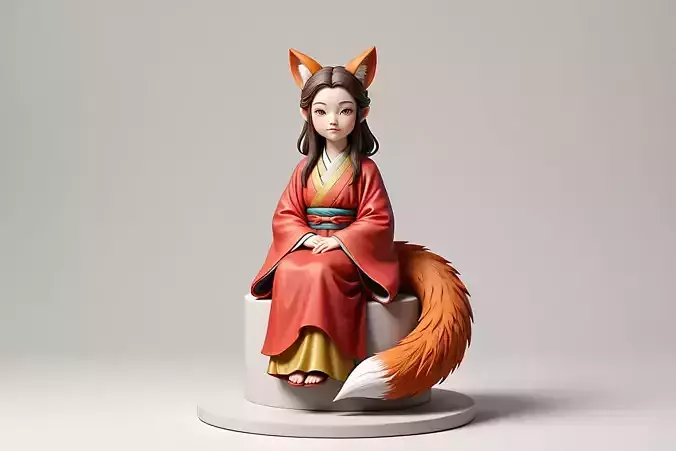 1530COLORFUL Fox Spirit Woman in Pu Song Ling Style