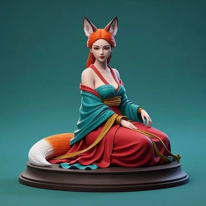 1532COLORFUL Fox Spirit Woman in Pu Song Ling Style 3D print model_0