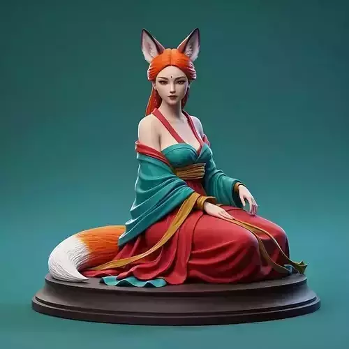 1532COLORFUL Fox Spirit Woman in Pu Song Ling Style