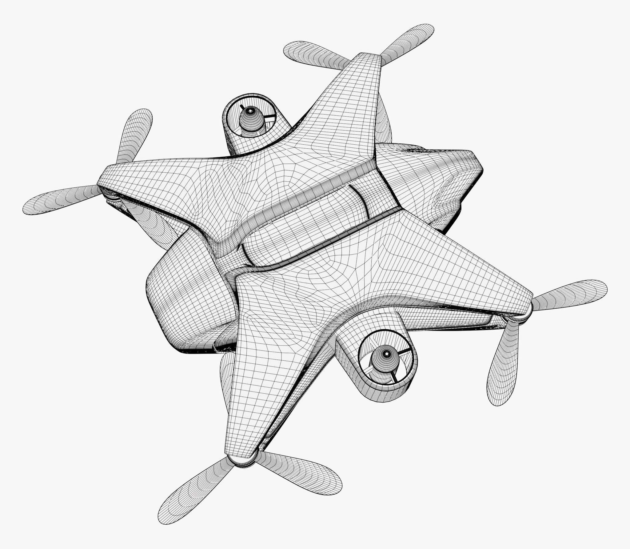 Futuristic Drone X6 M1 3D model_6