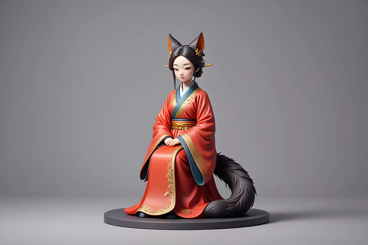 1533COLORFUL Fox Spirit Woman in Pu Song Ling Style 3D print model_0